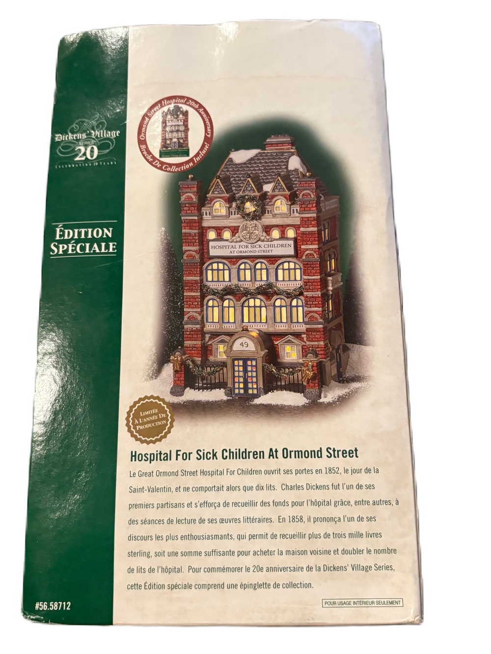 Department 56 Hospital for Sick Children Ormond Street 58712 Dickens Village PIN